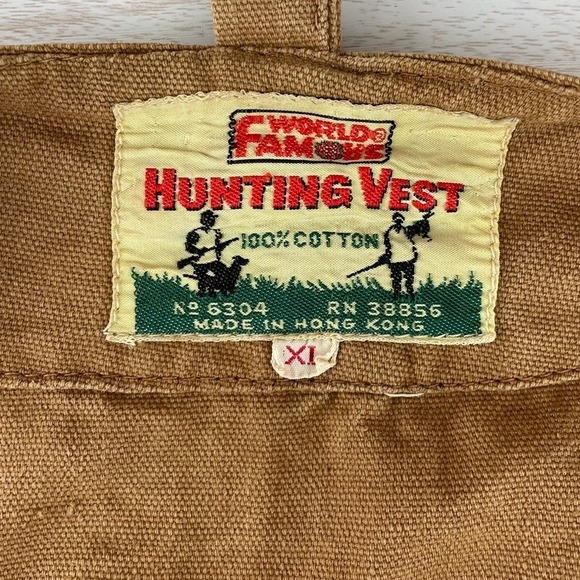 Vintage 80s WORLD FAMOUS Hunting Outdoor Vest Mens (XL) Cotton Pockets Hong Kong - Picture 5 of 7